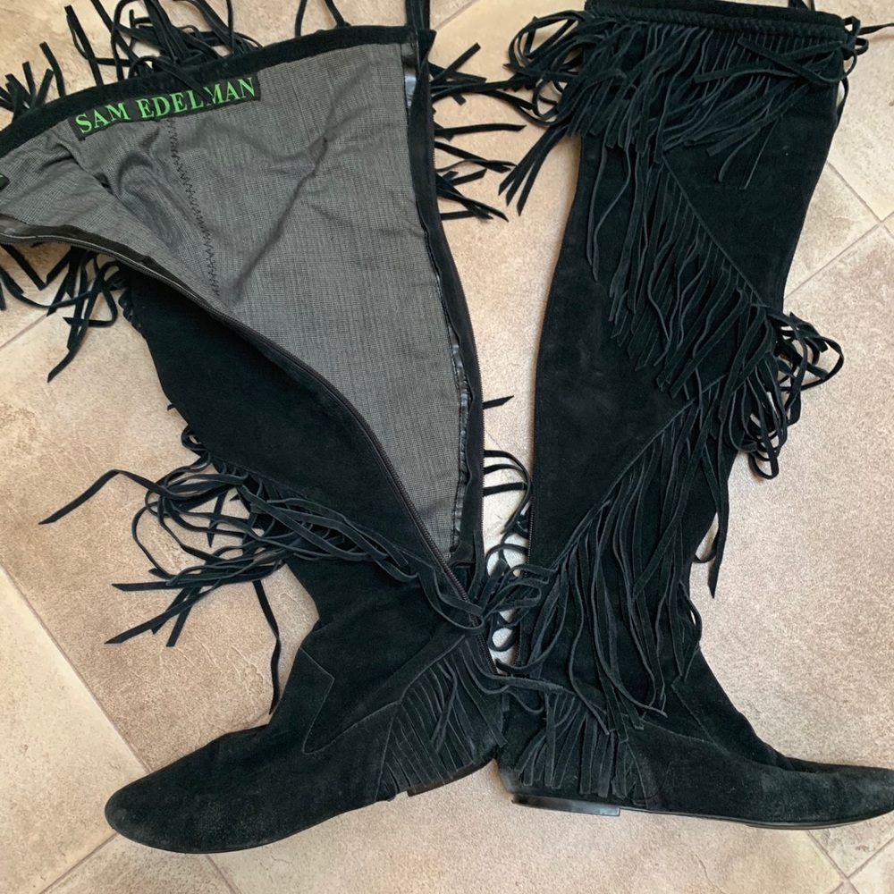 Suede Sam Edelman knee high tassel boots - Picture 1 of 2